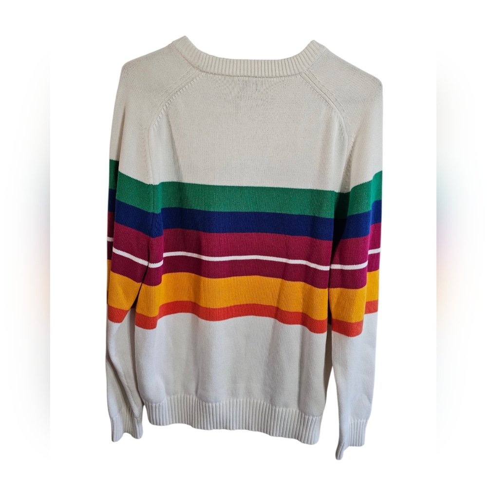 J.Crew Mens Large Sweater Multicolor Cotton Striped Crewneck Archival Investment - Picture 3 of 7